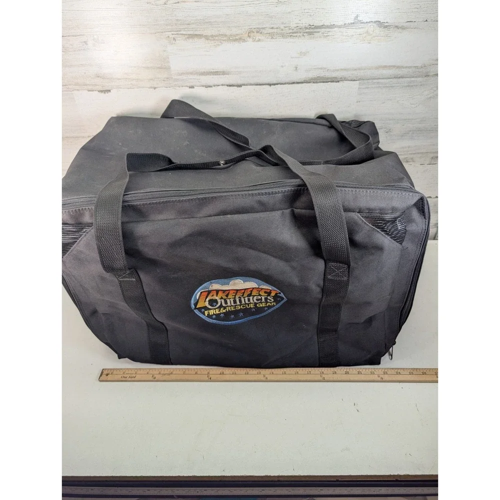 Lakeeffect Outfitters Fire & Rescue Gear Bag Black Heavy Duty Canvas Duffel Larg